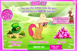 Size: 1037x682 | Tagged: safe, gameloft, apple cherry, blackthorn, pony, g4, advertisement, costs real money, female, gem, introduction card, mare, sale