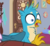 Size: 440x407 | Tagged: safe, screencap, gallus, silverstream, smolder, yona, griffon, g4, school raze, claws, cropped, horrified, male, open mouth, reaction image, shocked, surprised, wide eyes