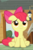 Size: 613x941 | Tagged: safe, screencap, apple bloom, earth pony, pony, bloom & gloom, g4, adorabloom, c:, cropped, cute, female, filly, floppy ears, sitting, smiling, solo