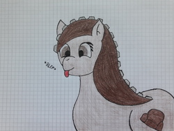 Size: 4128x3096 | Tagged: safe, artist:juani236, oc, oc only, oc:couchry desim, earth pony, pony, :p, graph paper, silly, solo, tongue out, traditional art