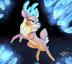 Size: 1378x1216 | Tagged: safe, artist:melodyclerenes, velvet (tfh), deer, reindeer, them's fightin' herds, community related, cute, female, lidded eyes, solo