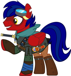 Size: 4147x4446 | Tagged: safe, artist:tales-fables, oc, oc only, oc:grumman, pegasus, pony, fanfic:knights of virtue, absurd resolution, clothes, male, solo, stallion, sword, vector, weapon