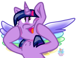 Size: 1134x861 | Tagged: safe, artist:rainbow eevee, twilight sparkle, alicorn, pony, g4, my little pony: rainbow roadtrip, amazed, cheerful, colored wings, female, happy, joy, multicolored wings, shining, simple background, smiling, solo, transparent background, twilight sparkle (alicorn), wings