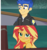 Size: 1014x1080 | Tagged: safe, artist:kingdark0001, edit, flash sentry, sunset shimmer, equestria girls, g4, blushing, clothes, female, looking at you, male, ship:flashimmer, shipping, straight, swimsuit