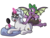 Size: 2010x1547 | Tagged: safe, artist:littletigressda, raven, spike, dragon, pony, unicorn, g4, brush, commissioner:pony4koma, female, glasses, interspecies, mare, mirror, ship:ravenspike, shipping, simple background, straight, towel, transparent background, winged spike, wings