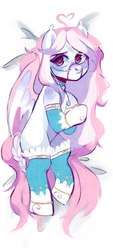 Size: 979x2160 | Tagged: safe, artist:lizard, oc, oc only, oc:sylphie, bat pony, pony, bat pony oc, body pillow, body pillow design, bridle, clothes, female, heart eyes, looking at you, sheet, solo, stockings, tack, thigh highs, wingding eyes, ych result