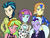 Size: 1024x768 | Tagged: safe, artist:mayorlight, indigo zap, lemon zest, sour sweet, sugarcoat, sunny flare, equestria girls, g4, my little pony equestria girls: friendship games, belly button, bruno buccellati, bruno bucciarati, clothes, cosplay, costume, digital art, golden wind, guido mista, jojo's bizarre adventure, leone abbachio, narancia ghirga, pannacotta fugo, shadow five, simple background, vento aureo