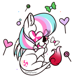 Size: 1280x1288 | Tagged: safe, artist:fluffy-pastel, oc, oc:magic sprinkles, augmented tail, candy, food, lollipop, patch, simple background, transparent background
