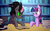 Size: 1355x843 | Tagged: safe, artist:patty-plmh, king sombra, twilight sparkle, alicorn, pony, unicorn, g4, book, female, magic, male, mare, shipping, spanish, stallion, story included, straight, translated in the description, twilight sparkle (alicorn)