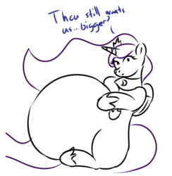 Size: 1175x1205 | Tagged: safe, artist:zeldafan777, princess luna, alicorn, pony, g4, adorafatty, belly, big belly, fat, female, impossibly large belly, large belly, mare, morbidly obese, obese, princess moonpig, sketch