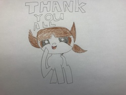 Size: 4032x3024 | Tagged: safe, artist:undeadponysoldier, oc, oc only, oc:nick, pony, cute, nick loves all of you, powerpuffified, response, thank you derpibooru, the powerpuff girls, traditional art
