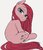 Size: 958x1113 | Tagged: safe, artist:manachaaaaaaaa, pinkie pie, earth pony, pony, g4, female, human shoulders, lidded eyes, looking at you, looking back, looking back at you, mare, pinkamena diane pie, sitting, solo