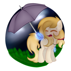 Size: 2000x2000 | Tagged: safe, artist:applerougi, oc, oc only, oc:cremita, earth pony, pony, crystal, female, high res, jewelry, magic, mare, necklace, solo, umbrella