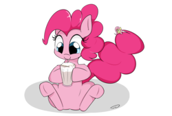 Size: 3496x2362 | Tagged: safe, artist:taurson, fluttershy, pinkie pie, pony, g4, cute, diapinkes, drinking, female, high res, mare, micro, milkshake, simple background, transparent background