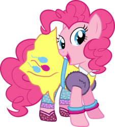 Size: 850x940 | Tagged: safe, artist:linacloud23, pinkie pie, earth pony, pony, equestria girls, equestria girls specials, g4, my little pony equestria girls: dance magic, clothes, cutie mark on clothes, equestria girls ponified, female, ponified, simple background, smiling, solo, transparent background