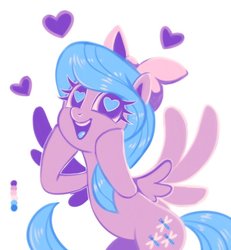 Size: 667x722 | Tagged: safe, artist:sorcerushorserus, flitter, pegasus, pony, g4, cute, female, flitterbetes, heart, heart eyes, limited palette, mare, open mouth, simple background, solo, spread wings, white background, wingding eyes, wings