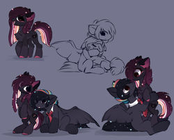 Size: 1920x1543 | Tagged: safe, artist:php146, oc, oc only, oc:ayaka, oc:masashi, earth pony, pegasus, pony, alternate hairstyle, coat markings, eye clipping through hair, female, holding a pony, male, mare, necktie, ponified, socks (coat markings), species swap, stallion