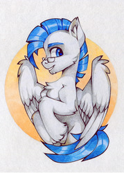 Size: 1280x1792 | Tagged: safe, artist:lispp, oc, oc only, pegasus, pony, glasses, male, solo, stallion, traditional art
