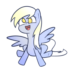 Size: 1136x1218 | Tagged: safe, artist:cookieboy011, derpy hooves, pegasus, pony, g4, derpy day, derpy day 2019, female, open mouth, simple background, sitting, smiling, solo, spread wings, transparent background, wings