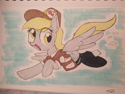 Size: 1040x780 | Tagged: safe, artist:taurson, derpy hooves, pony, g4, cute, derpabetes, female, mailmare, solo, traditional art