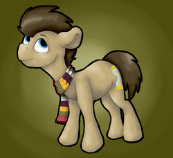 Size: 3687x3357 | Tagged: safe, artist:rysunkowasucharia, doctor whooves, time turner, earth pony, pony, g4, clothes, cute, doctorbetes, ear fluff, fourth doctor's scarf, high res, male, no catchlights, scarf, solo, stallion, striped scarf