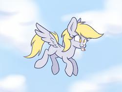 Size: 2000x1500 | Tagged: safe, artist:heir-of-rick, derpy hooves, pegasus, pony, g4, derpy day, derpy day 2019, female, flying, letter, mare, mouth hold, solo