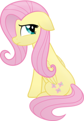 Size: 3140x4500 | Tagged: safe, artist:slb94, fluttershy, pegasus, pony, g4, female, hair over one eye, mare, simple background, sitting, solo, transparent background, vector