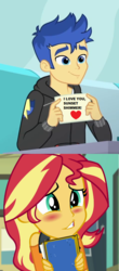 Size: 476x1078 | Tagged: safe, edit, flash sentry, sunset shimmer, equestria girls, equestria girls series, forgotten friendship, g4, pinkie pie: snack psychic, female, male, ship:flashimmer, shipping, straight