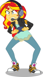 Size: 1010x1800 | Tagged: safe, artist:seahawk270, sunset shimmer, equestria girls, equestria girls series, g4, game stream, spoiler:eqg series (season 2), angry, clothes, controller, female, game stream outfit, gamer sunset, headset, jacket, leather jacket, pants, psycho gamer sunset, shoes, simple background, sneakers, solo, transparent background, vector