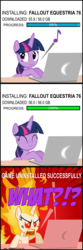 Size: 2000x6000 | Tagged: safe, artist:ace play, twilight sparkle, alicorn, pony, comic:twilight vs. computer, g4, :3, ^w^, angry, comic, computer, fallout, fallout 76, laptop computer, rapidash twilight, show accurate, twilight sparkle (alicorn)