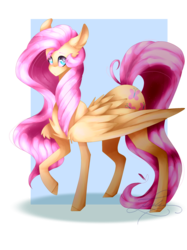 Size: 1535x2048 | Tagged: safe, artist:miereluna, fluttershy, pegasus, pony, g4, female, mare, signature, simple background, solo, transparent background