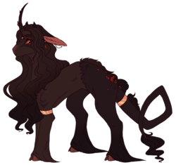 Size: 2658x2500 | Tagged: safe, artist:pndrws, oc, oc only, oc:lucifer, hybrid, pony, unicorn, female, high res, magical gay spawn, offspring, parent:king sombra, parent:lord tirek, solo