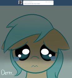 Size: 1280x1380 | Tagged: safe, artist:datahmedz, sunshower raindrops, pony, raindropsanswers, g4, ask, derpygate, female, floppy ears, solo, teary eyes, tumblr