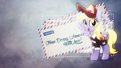 Size: 1920x1080 | Tagged: safe, artist:antylavx, derpy hooves, pony, g4, clothes, cute, derpabetes, female, hat, mailmare, smiling, solo