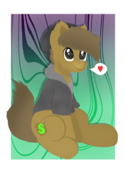 Size: 4960x7015 | Tagged: safe, artist:almond evergrow, derpibooru exclusive, oc, oc only, oc:almond evergrow, earth pony, pony, abstract background, absurd resolution, clothes, ear fluff, heart, hoodie, looking up, male, pictogram, simple background, sitting, smiling, solo, speech bubble, spoken heart, stallion, transparent background
