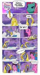 Size: 511x960 | Tagged: artist needed, safe, daisyjo, derpy hooves, minty, pinkie pie (g3), pony, g3, g4, comic, eating, ed edd n eddy, g4 to g3, generation leap, mattress, once bitten twice ed, speech bubble, this will end in colic
