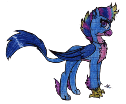 Size: 1280x1058 | Tagged: safe, artist:artricabeats, oc, oc only, hippogriffon, hybrid, offspring, parent:gallus, parent:silverstream, parents:gallstream, simple background, solo, traditional art, transparent background