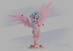 Size: 1069x747 | Tagged: safe, artist:v747, oc, oc only, oc:cyclone stormchaser, classical hippogriff, hippogriff, cute, female, smiling, solo, stairs