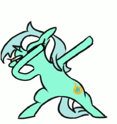 Size: 407x433 | Tagged: safe, artist:jargon scott, edit, edited edit, editor:maonyman, lyra heartstrings, pony, unicorn, g4, animated, bipedal, cursed image, cutie mark, dab, dancing, edit of an edit of an edit, female, frame by frame, gif, hooves, horn, infinidab, mare, simple background, solo, wat, white background