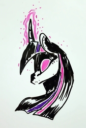 Size: 1886x2788 | Tagged: safe, artist:smirk, twilight sparkle, pony, g4, bust, doodle, female, magic, solo, whiteboard