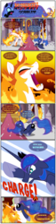 Size: 2324x9224 | Tagged: safe, artist:bbbhuey, daybreaker, princess luna, alicorn, pony, comic:daybreaker's gobbles!, g4, belly, butt, cackling, canterlot castle, comic, commissioner:bigonionbean, dialogue, everything is fine, fangs, female, fetish, fire, force feeding, mare, plot, pounce, role reversal, royal sisters, scrunchy face, sharp teeth, teeth, throne room, unwilling predator, vore, wat, writer:bigonionbean