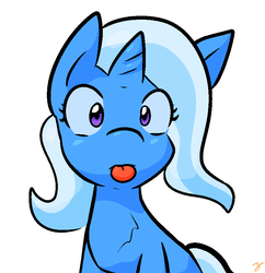 Size: 797x824 | Tagged: safe, artist:zutcha, trixie, pony, unicorn, g4, :p, chest fluff, cute, diatrixes, female, frown, looking at you, mare, silly, simple background, sitting, solo, tongue out, white background, wide eyes