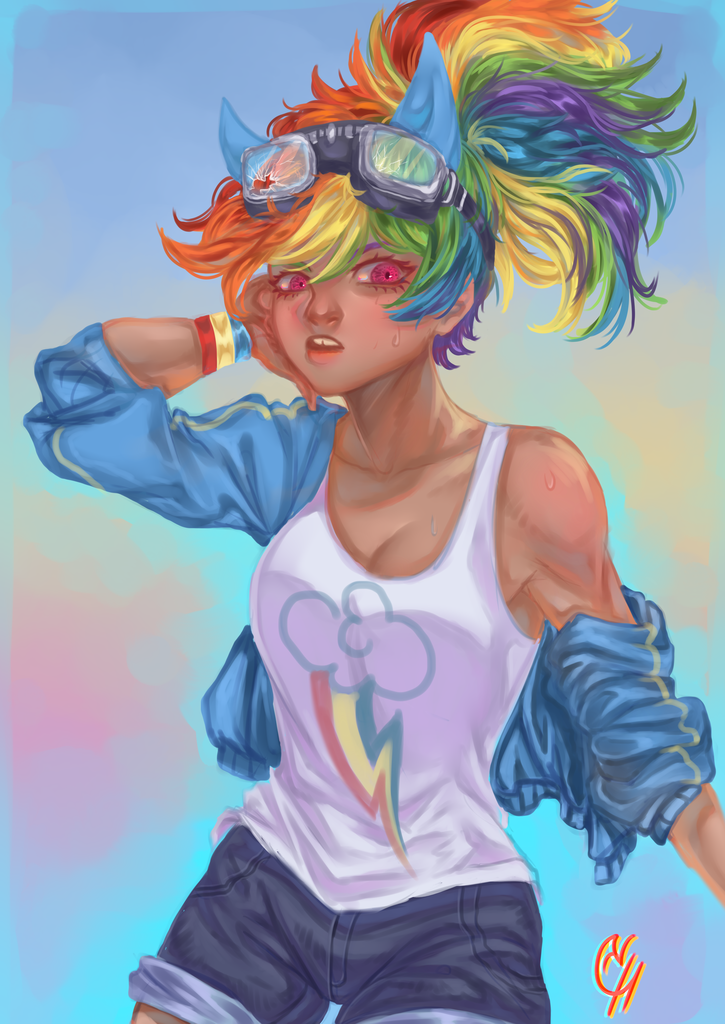 1975645 Safe Artistcoconuthound Kotobukiya Rainbow Dash Human Armpits Breasts Clothes 