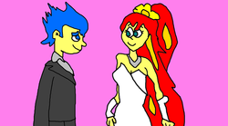 Size: 5555x3079 | Tagged: safe, artist:mikejeddynsgamer89, flash sentry, sunset shimmer, equestria girls, g4, 1000 hours in ms paint, female, male, marriage, ship:flashimmer, shipping, straight, wedding