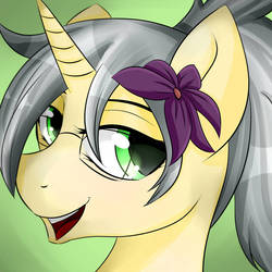 Size: 1024x1024 | Tagged: safe, artist:dashy21, oc, oc only, oc:mercury shine, pony, flower, flower in hair, glasses