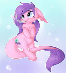 Size: 852x938 | Tagged: safe, artist:donutnerd, oc, oc only, oc:melon sweet, hybrid, merpony, pony, bubble, chubby, female, fish tail, heart, mare, math, ocean, smiling, solo, tail, underwater, water