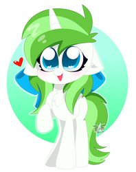 Size: 1619x2048 | Tagged: safe, artist:kittyrosie, oc, oc only, oc:minty root, pony, unicorn, bow, chest fluff, cute, female, floppy ears, heart, heart eyes, mare, ocbetes, simple background, solo, white background, wingding eyes