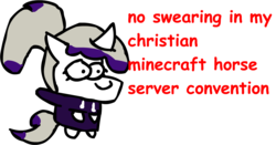 Size: 1577x829 | Tagged: safe, artist:riddleoflightning, oc, oc:bree, 1000 hours in ms paint, christian server, clothes, comic sans, hoodie, meme, minecraft, no swearing, stylistic suck, text