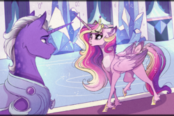 Size: 3000x2000 | Tagged: safe, artist:marbola, princess cadance, alicorn, pony, g4, armor, crystal guard, crystal guard armor, female, high res, looking at each other, male, mare, stallion