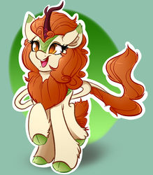 Size: 3500x4000 | Tagged: safe, artist:witchtaunter, autumn blaze, kirin, sounds of silence, abstract background, awwtumn blaze, chest fluff, cloven hooves, colored ears, colored pupils, cute, ear fluff, ear tufts, female, fluffy, happy, hoof fluff, leg fluff, leonine tail, open mouth, raised hoof, raised leg, smiling, solo, unshorn fetlocks